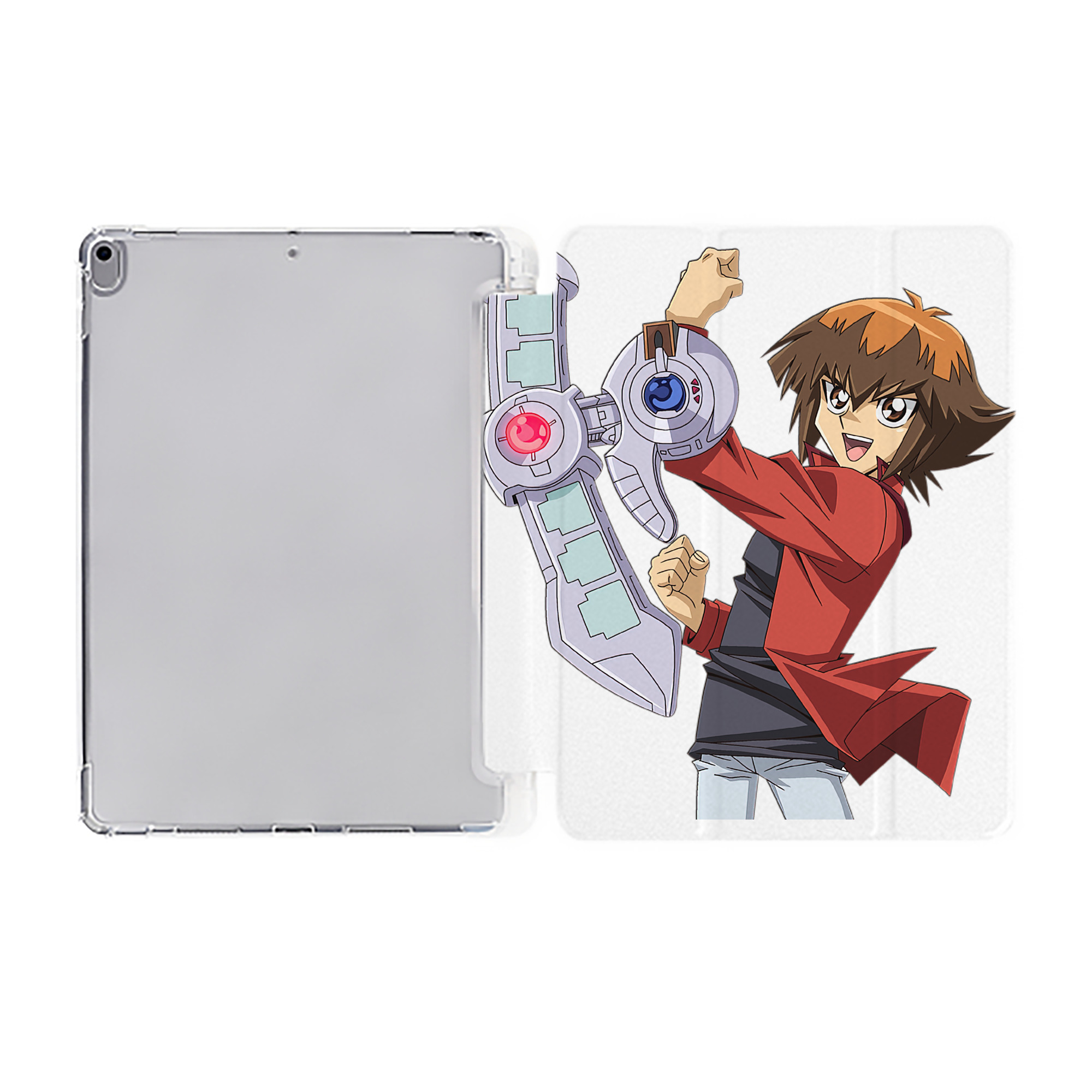 （画像用） 遊☆戯☆王 Yu-Gi-Oh! IPad ケース ペン収納付き 三つ折りスタンド PUレザー×シリコン 対応機種9.5/10.5/10.9インチ